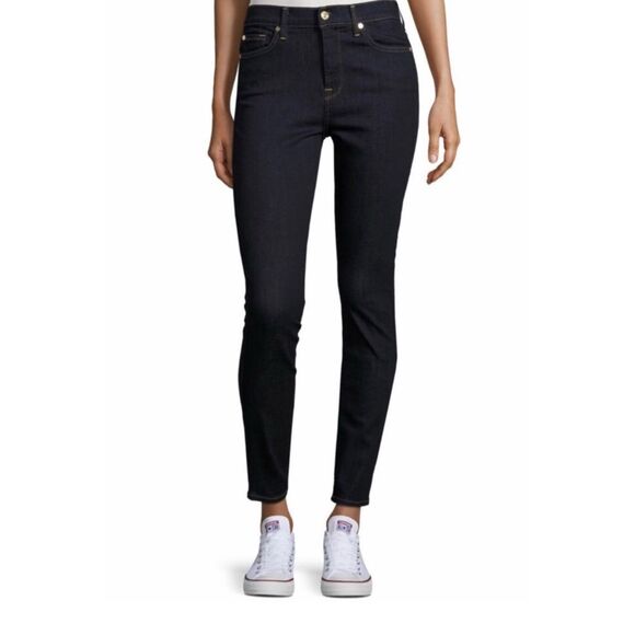 7FAM - 7 For All Mankind size 28 Black the Skinny Jeans - Picture 1 of 9